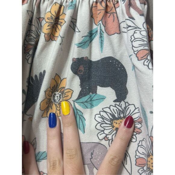 Little Gosling Animal & Floral Print Long Sleeve Fit & Flare Toddler's Dress 2T - Picture 4 of 11